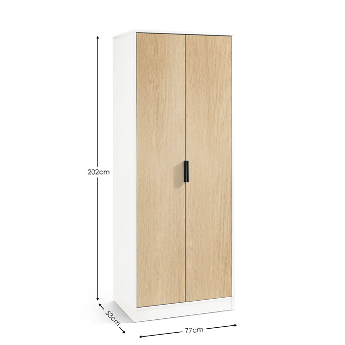 Elden 2 Door Wardrobe - White/Oak - Luminex FurnitureWardrobeALB024