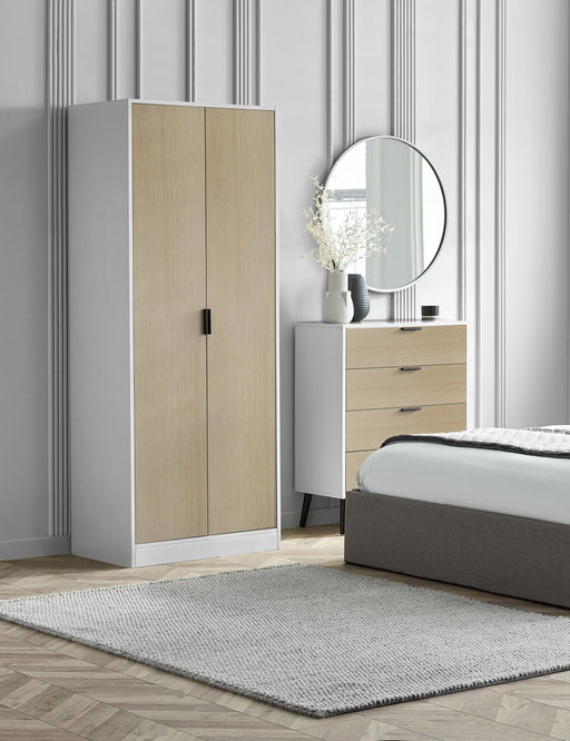 Elden 2 Door Wardrobe - White/Oak - Luminex FurnitureWardrobeALB024