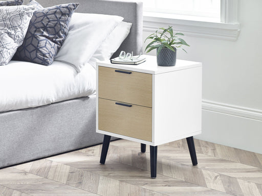 Elden 2 Drawer Bedside in White and Oak - Luminex FurnitureBedside TableALB021