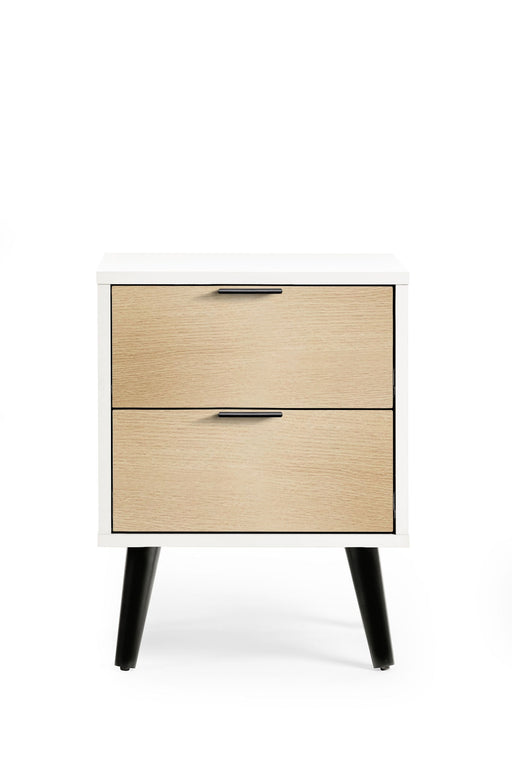 Elden 2 Drawer Bedside in White and Oak - Luminex FurnitureBedside TableALB021