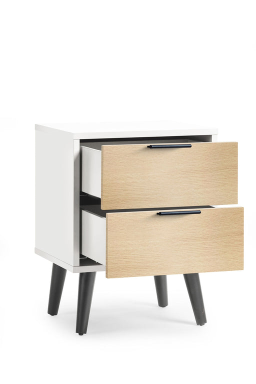 Elden 2 Drawer Bedside in White and Oak - Luminex FurnitureBedside TableALB021