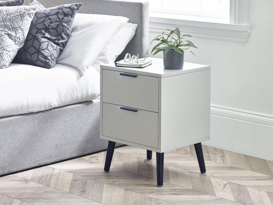 Elden 2 Drawer Bedside - Silk Grey - Luminex FurnitureBedside TableALB001