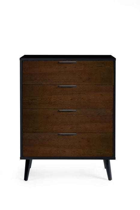 Elden 4 Drawer Wide Chest – Walnut & Black Modern Storage - Luminex FurnitureChest of drawersALB012