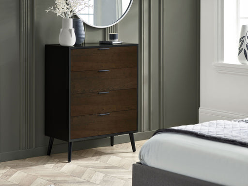 Elden 4 Drawer Wide Chest – Walnut & Black Modern Storage - Luminex FurnitureChest of drawersALB012