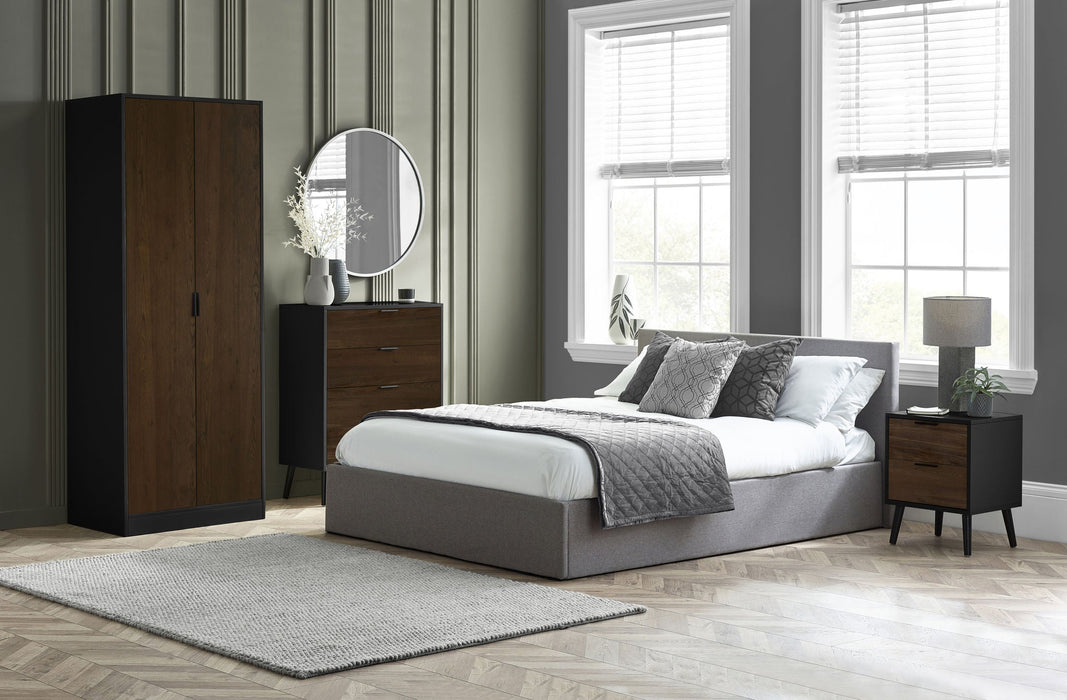 Elden 4 Drawer Wide Chest – Walnut & Black Modern Storage - Luminex FurnitureChest of drawersALB012