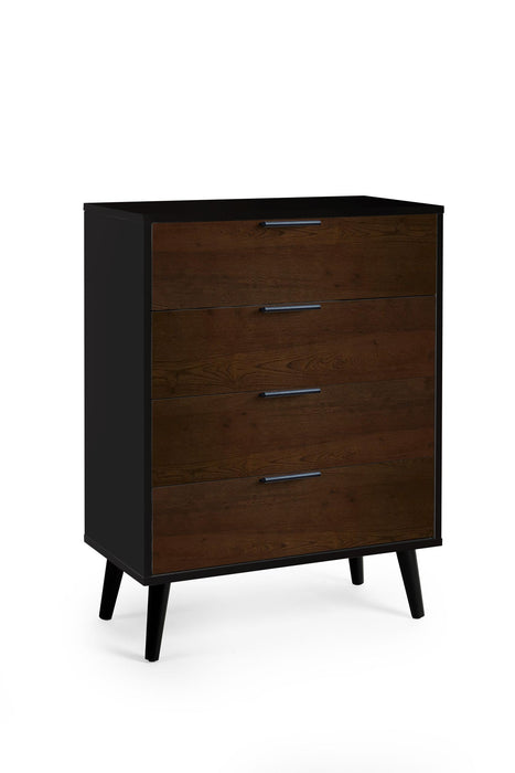 Elden 4 Drawer Wide Chest – Walnut & Black Modern Storage - Luminex FurnitureChest of drawersALB012