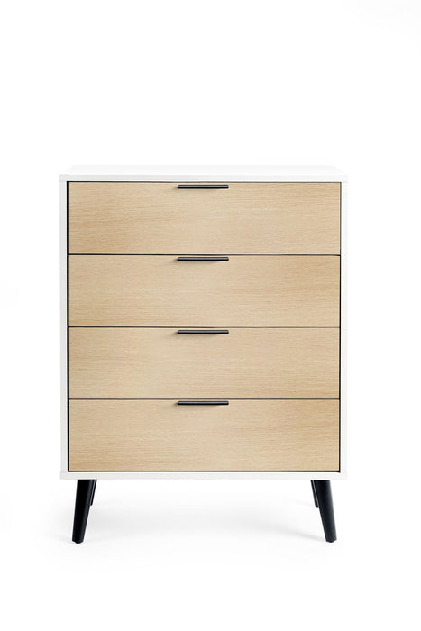 Elden 4 Drawer Wide Chest - White/Oak - Luminex FurnitureChest of drawersALB022