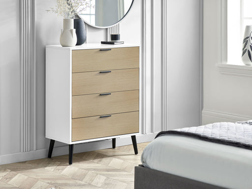 Elden 4 Drawer Wide Chest - White/Oak - Luminex FurnitureChest of drawersALB022