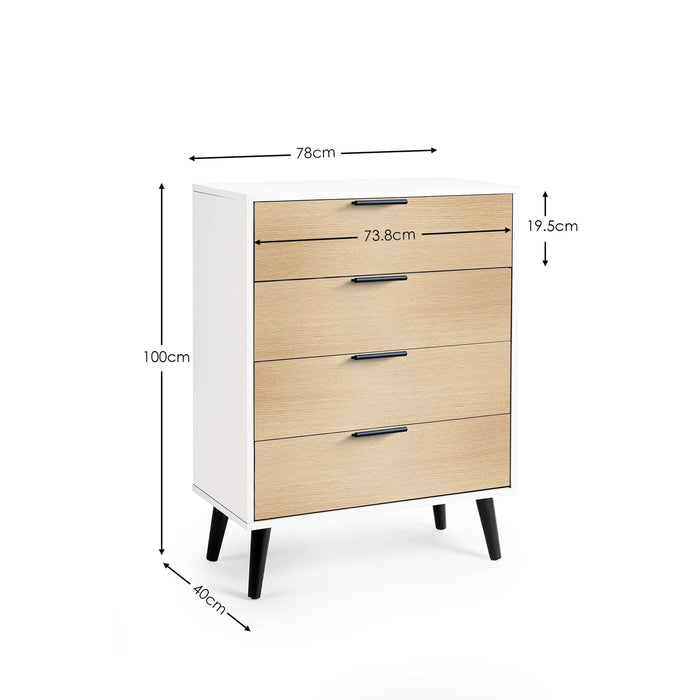 Elden 4 Drawer Wide Chest - White/Oak - Luminex FurnitureChest of drawersALB022