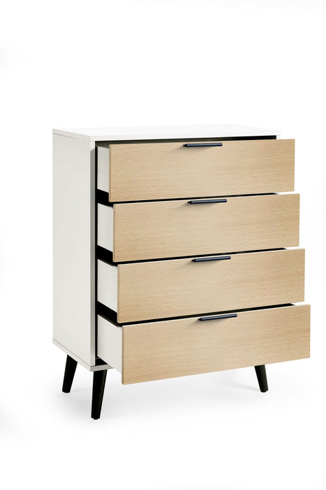 Elden 4 Drawer Wide Chest - White/Oak - Luminex FurnitureChest of drawersALB022