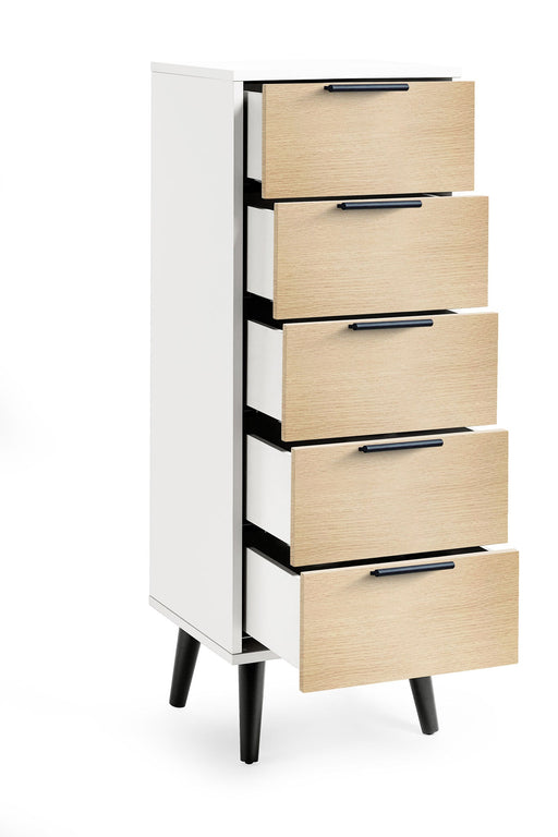 Elden 5 Drawer Chest in White and Oak - Luminex FurnitureChest of drawersALB023