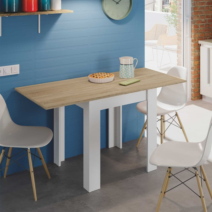 Eliano White & Light Oak Compact Extending Dining Table - LuminexFurnitureDining Table3242