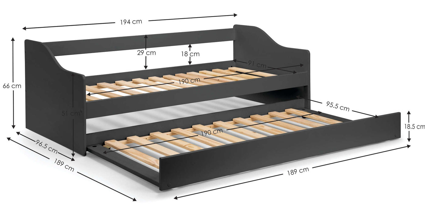 Ellery Day Bed – Anthracite Guest Bed Frame - Luminex FurnitureDay BedsELB003