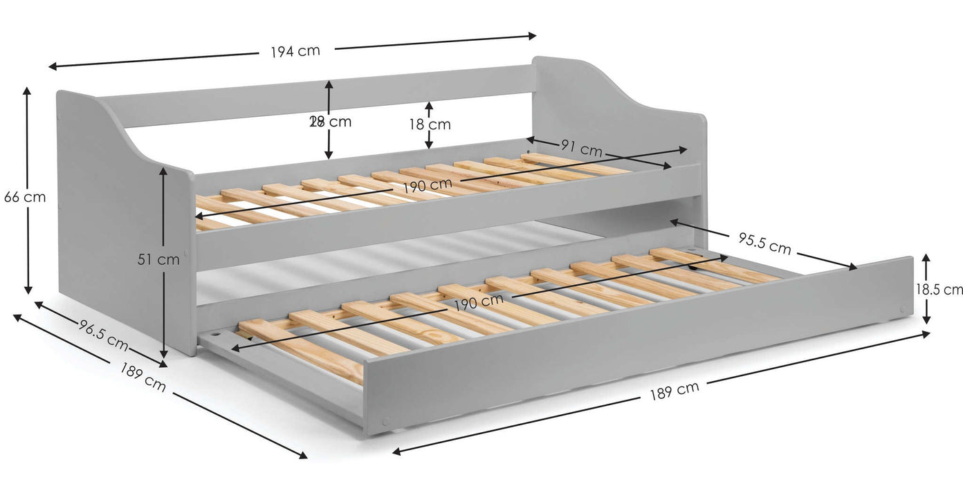 Ellery Day Bed – Dove Grey Guest Bed Frame - Luminex FurnitureDay BedsELB001