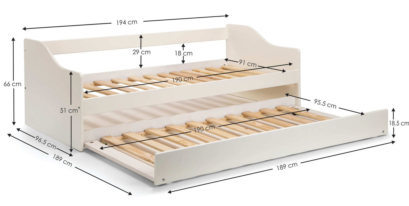 Ellery Day Bed – Surf White Guest Bed Frame - Luminex FurnitureDay BedsELB002