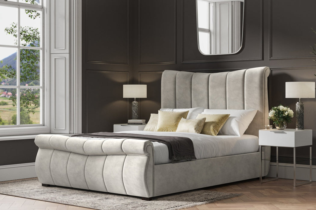 Elmbury Velvet Ottoman Sleigh Bed - Luminex FurnitureBedBOLG50