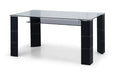 Elodie Dining Table – Clear Glass, Black Faux Leather & Chrome - Luminex FurnitureDining TableGRE001