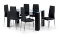 Elodie Dining Table – Clear Glass, Black Faux Leather & Chrome - Luminex FurnitureDining TableGRE001