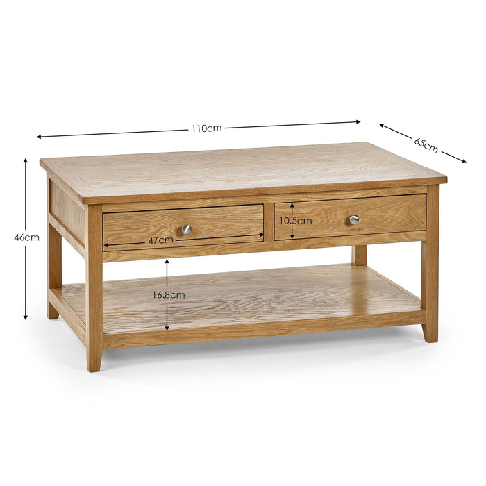 Eloise Oak Coffee Table with Drawers - Luminex FurnitureCoffee TableMAL204
