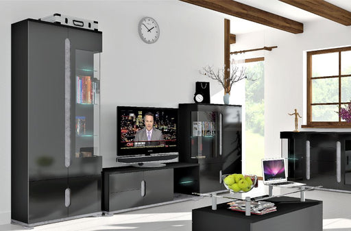 Elvara Black Gloss & Concrete Grey Display Cabinet - Luminex FurnitureDrinks Cabinet, Living, Dining3017
