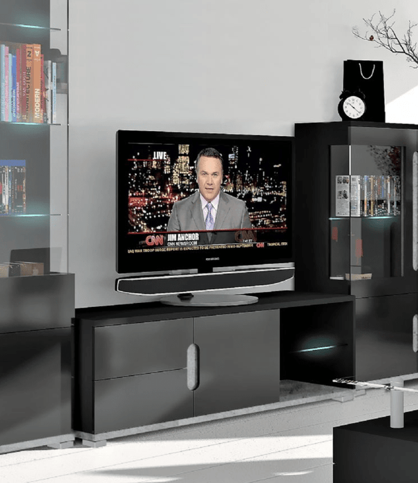 Elvara Black Gloss & Concrete Grey TV Unit - Luminex FurnitureTV Unit3023