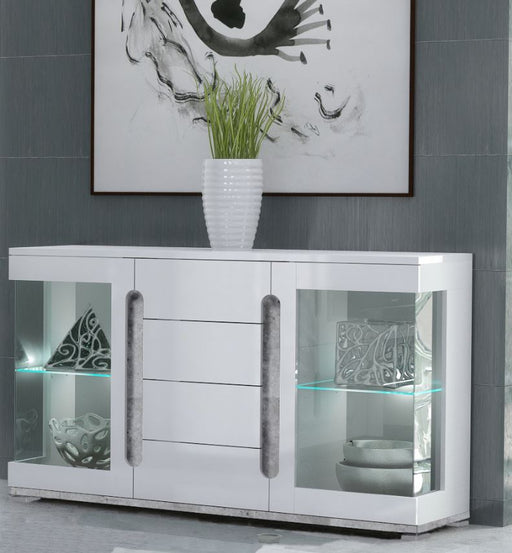 Elvara White Gloss & Concrete Grey Wide Sideboard with Glass Doors - Luminex FurnitureDrinks Cabinet, Living, Dining3018