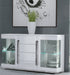 Elvara White Gloss & Concrete Grey Wide Sideboard with Glass Doors - Luminex FurnitureDrinks Cabinet, Living, Dining3018