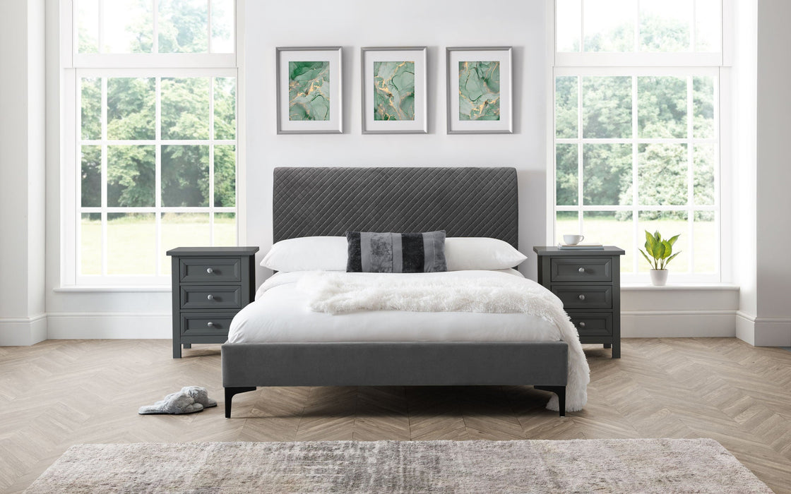 Elysia Grey Velvet Bed - Luminex FurnitureFabric BedsSAN104