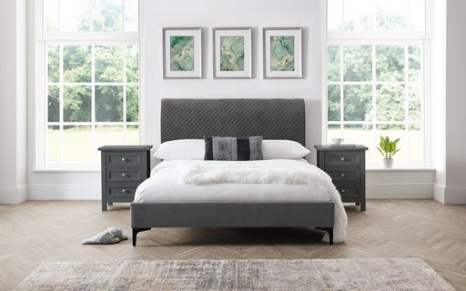 Elysia Grey Velvet Bed - Luminex FurnitureFabric BedsSAN104