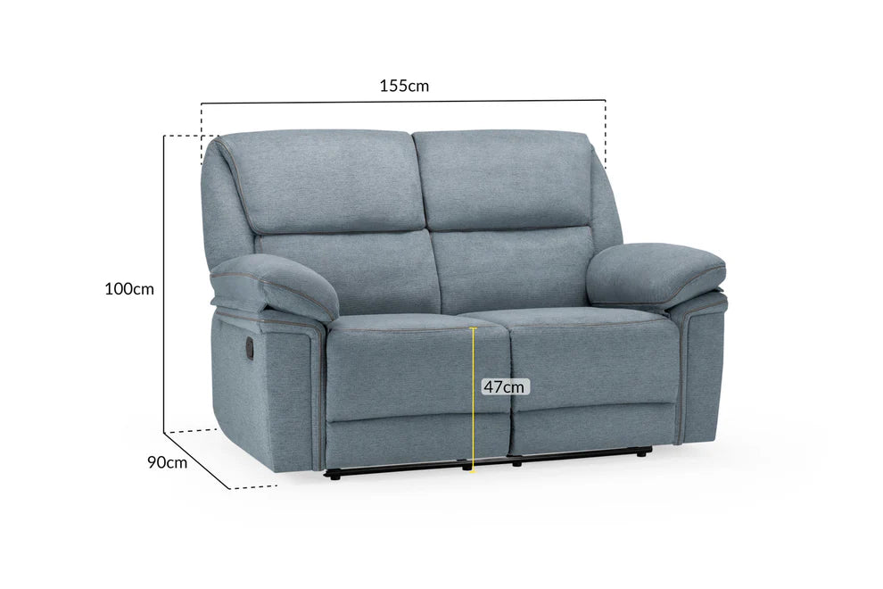 Elysian Grey Fabric 2 Seater Recliner Sofa - Luminex FurnitureSofaselio_recliner_sofa_grey_fabric_2_seater
