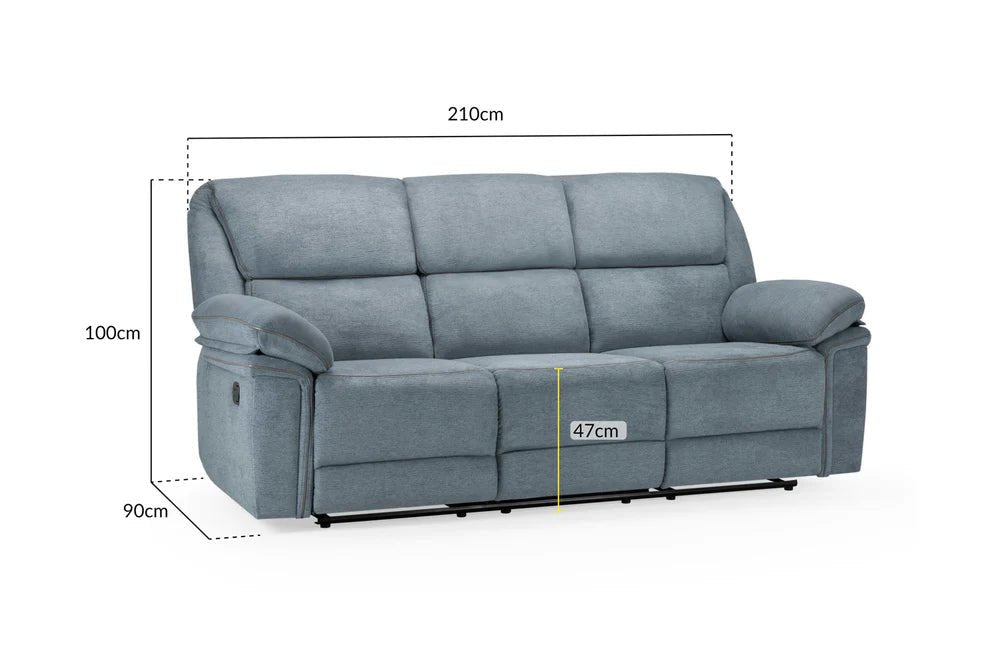 Elysian Grey Fabric 3 Seater Recliner Sofa - Luminex FurnitureSofaselio_recliner_sofa_grey_fabric_3_seater
