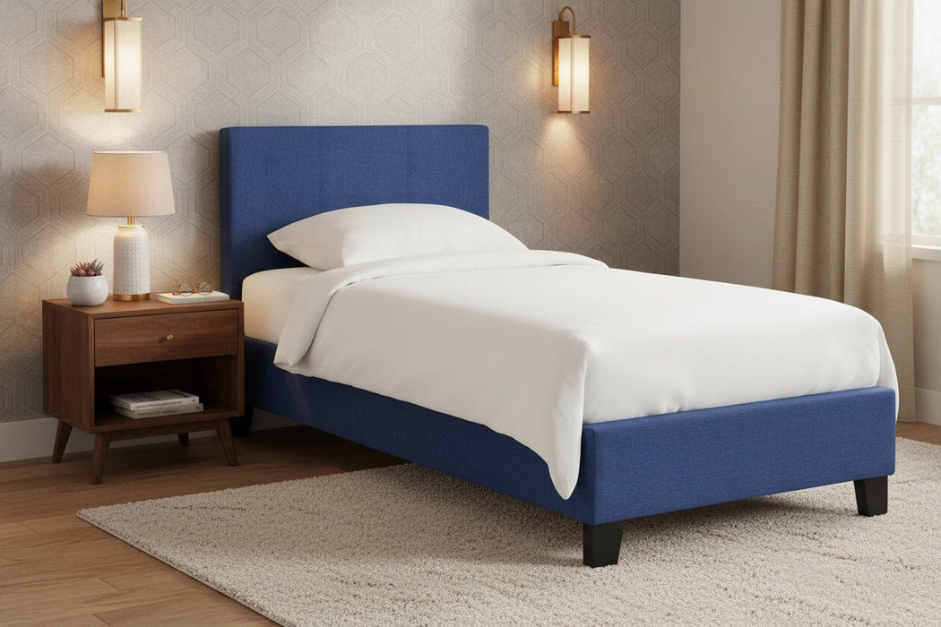 Esme Dark Blue Linen Bed Frame - Luminex FurnitureFabric BedsRIA111
