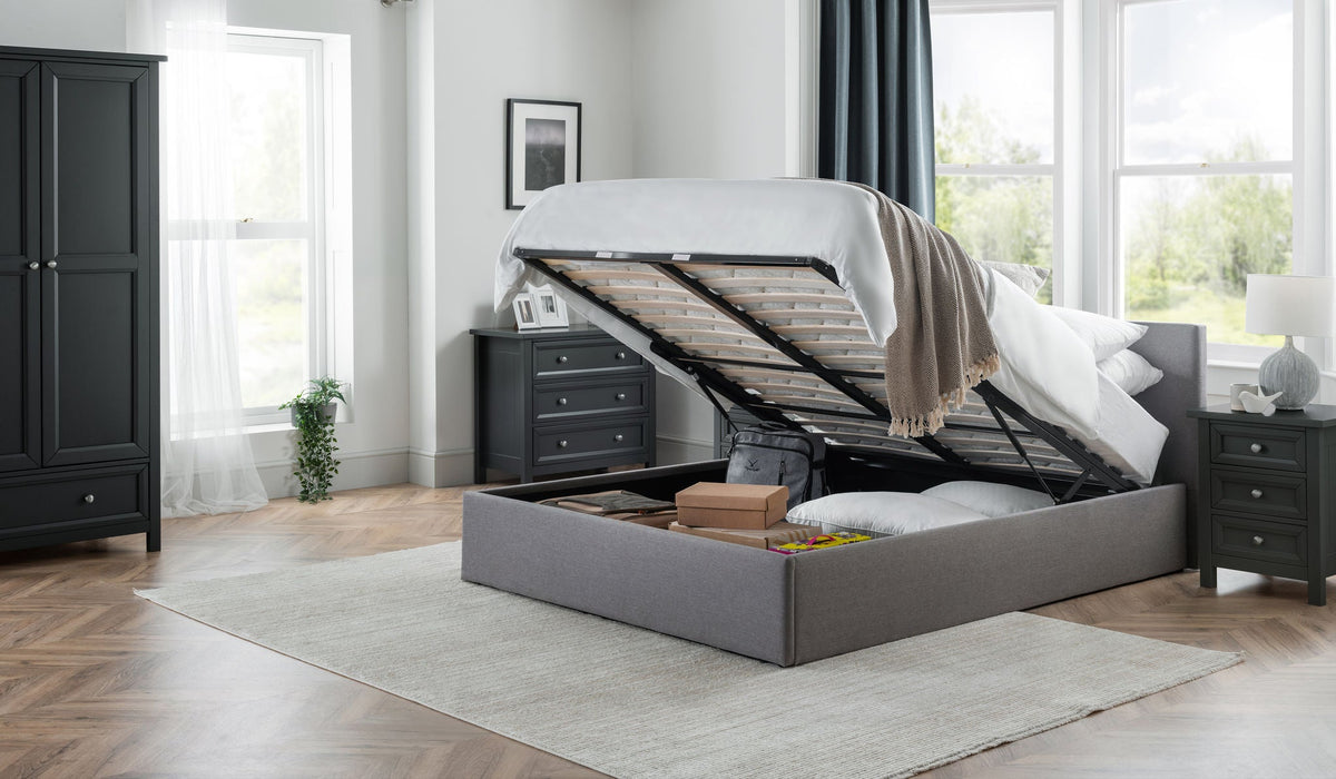 Esme Ottoman Storage Bed Light Grey - Luminex FurnitureFabric BedsRIA301