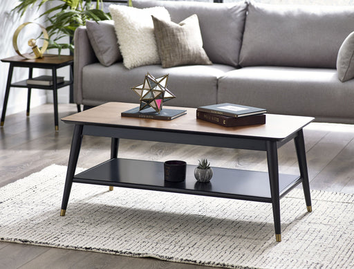 Evangeline Coffee Table With Shelf - Walnut & Black - Luminex FurnitureCoffee TableFIN003