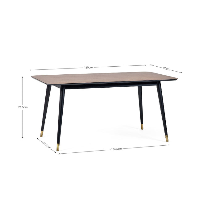 Evangeline Dining Table – Walnut & Brass Finish - Luminex FurnitureDining TableFIN001