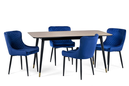 Evangeline Rectangular Table & 4 Blue Braylin Chairs - Luminex FurnitureDining SetFIN056