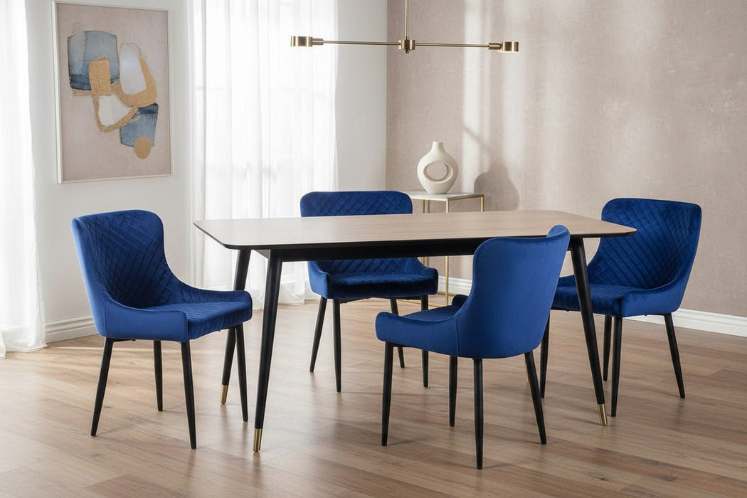 Evangeline Rectangular Table & 4 Blue Braylin Chairs - Luminex FurnitureDining SetFIN056