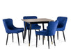 Evangeline Walnut Table & 4 Blue Velvet Braylin Chairs – Dining Set - Luminex FurnitureDining SetFIN060