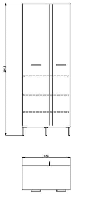 Ferano Oak Effect Tall Slim Wardrobe - Luminex FurnitureWardrobe3125