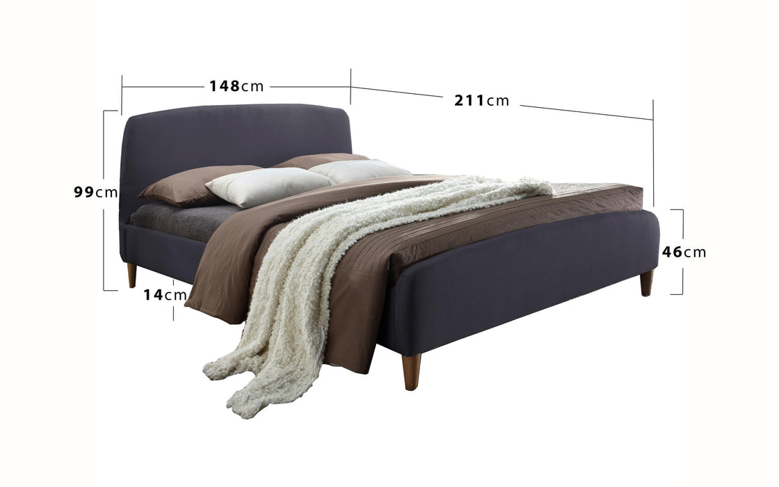 Geneva Dark Grey Fabric Bed - Luminex FurnitureBedGEN46DGREY