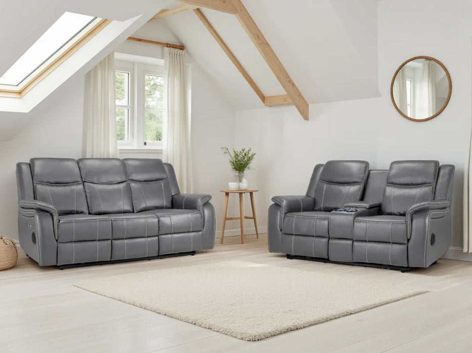 Grosvenor Grey 3+2 Tech Recliner Sofa Set – Electric - Luminex FurnitureSofasgts_grey_3+2