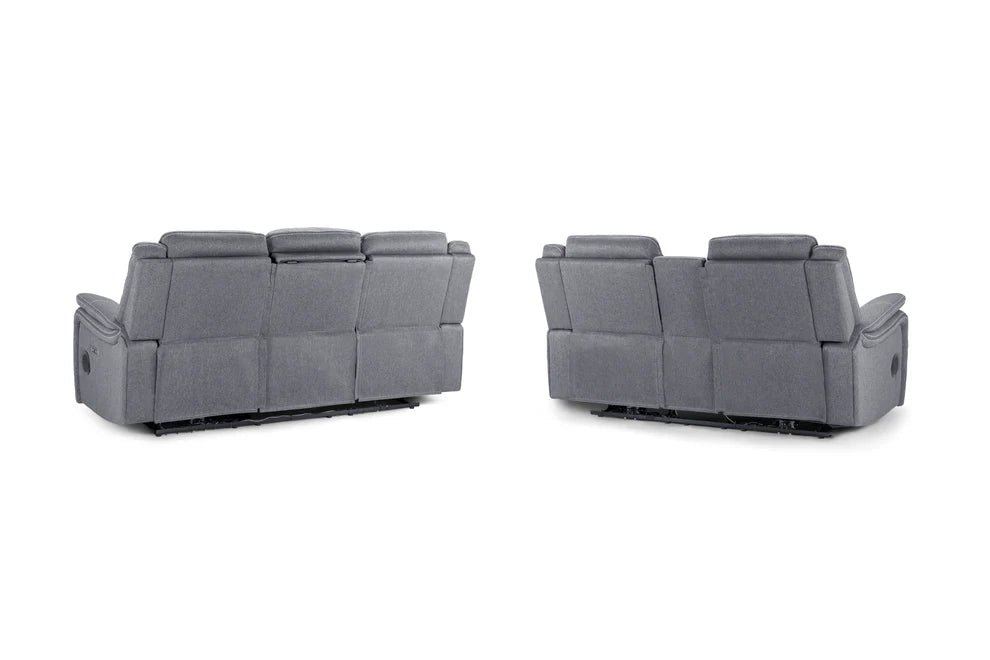 Grosvenor Grey Fabric 3+2 Tech Recliner Sofa Set – Electric - Luminex FurnitureSofasgts_grey_fabric_3+2