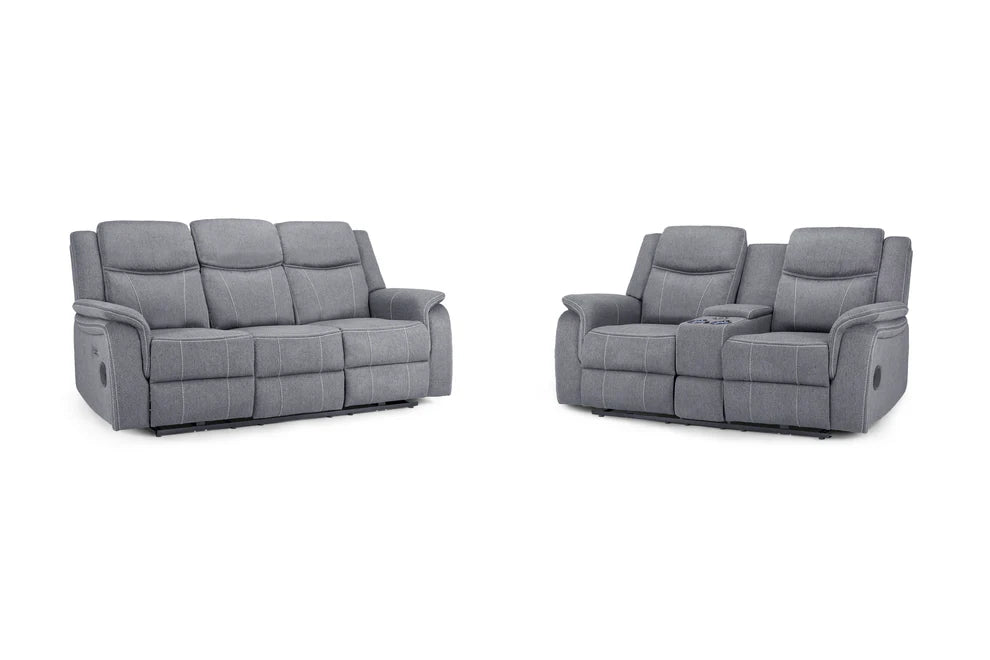 Grosvenor Grey Fabric 3+2 Tech Recliner Sofa Set – Electric - Luminex FurnitureSofasgts_grey_fabric_3+2
