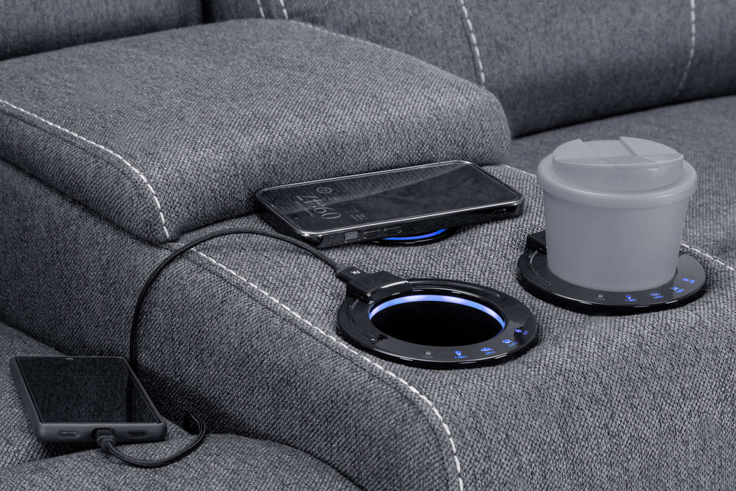 Grosvenor Grey Fabric 3+2 Tech Recliner Sofa Set – Electric - Luminex FurnitureSofasgts_grey_fabric_3+2