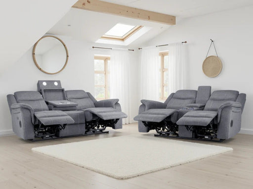 Grosvenor Grey Fabric 3+2 Tech Recliner Sofa Set – Electric - Luminex FurnitureSofasgts_grey_fabric_3+2