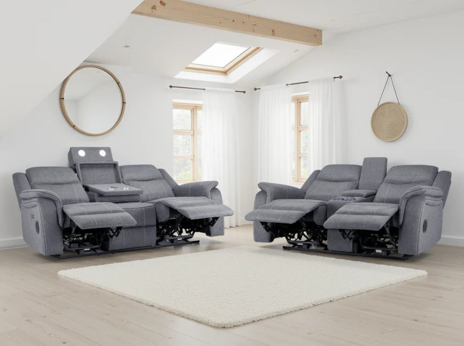 Grosvenor Grey Fabric 3+2 Tech Recliner Sofa Set – Electric - Luminex FurnitureSofasgts_grey_fabric_3+2