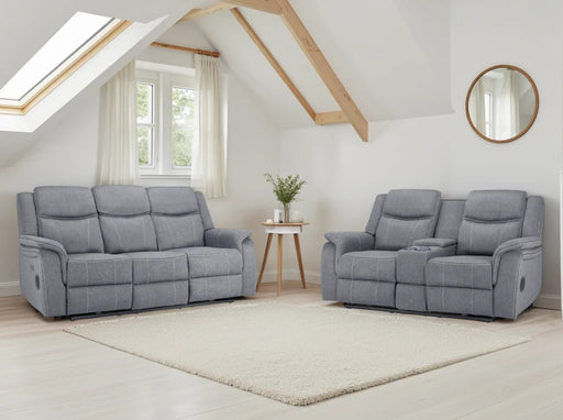 Grosvenor Grey Fabric 3+2 Tech Recliner Sofa Set – Electric - Luminex FurnitureSofasgts_grey_fabric_3+2