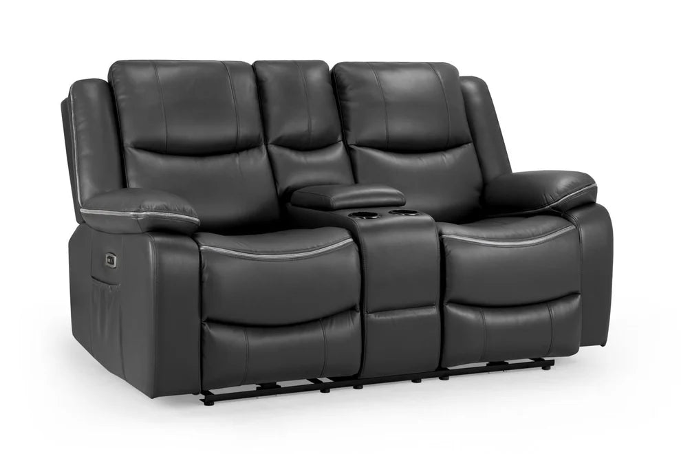 Hadleigh Black 2 Seater Electric Recliner Sofa – Faux Leather - Luminex FurnitureSofasharald_2str_black