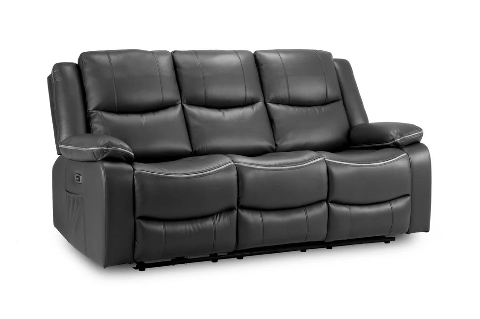 Hadleigh Black 3 Seater Electric Recliner Sofa – Faux Leather - Luminex FurnitureSofasharald_3str_black