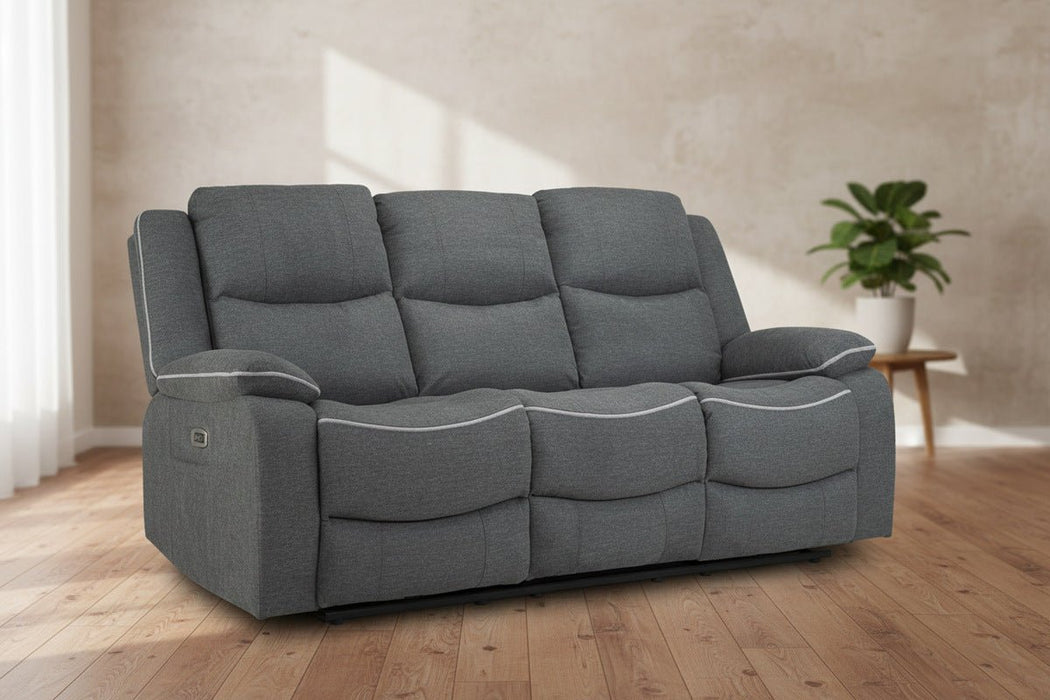 Hadleigh Grey Fabric 3 Seater Electric Recliner Sofa - Luminex FurnitureSofasharald_3str_grey_fabric